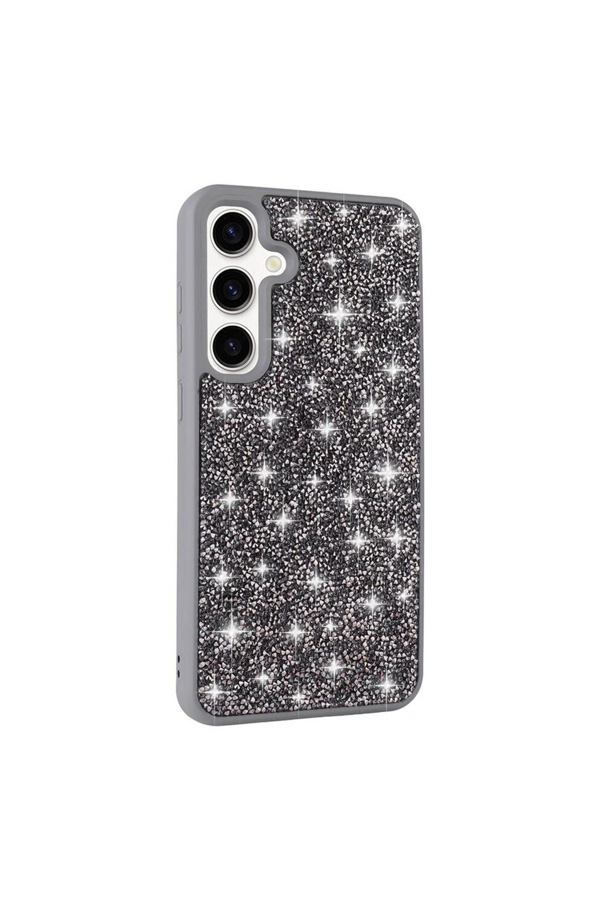 Galaxy S24 Uyumlu Parlak Taşlı Tasarım Pırlanta Zore Kılıf-Siyah