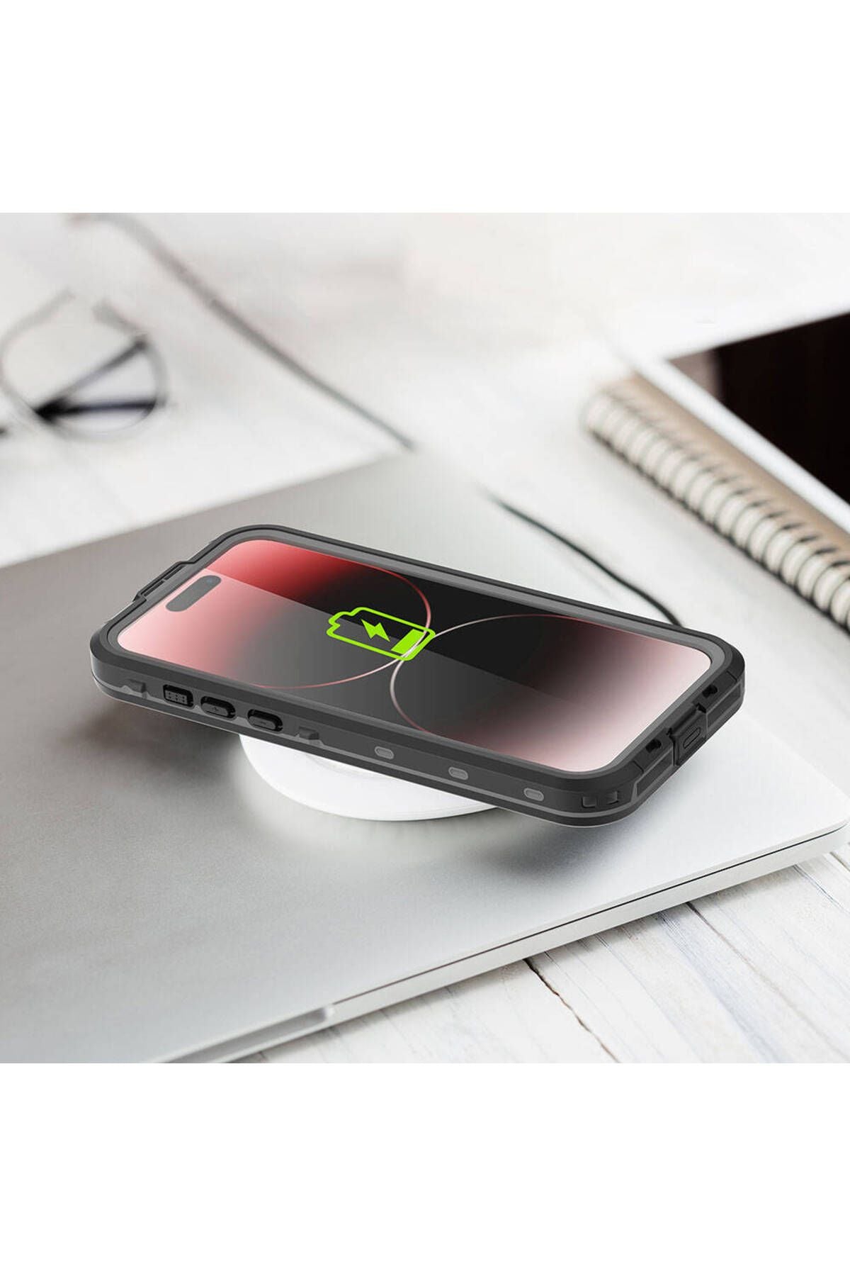 iPhone 15 Pro Max Uyumlu 1-1 Su Geçirmez Kılıf-Siyah