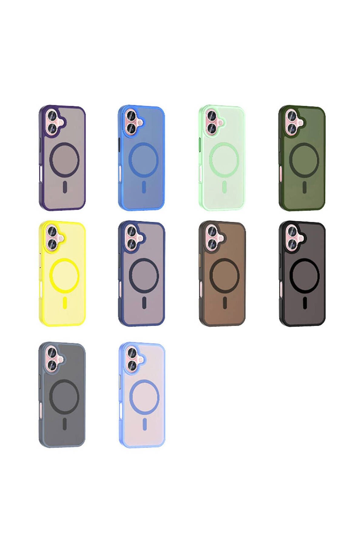 iPhone 16 Kılıf Magsafe Şarj Özellikli Mat Arka Yüzey Zore Sio Kapak-Açık Yeşil