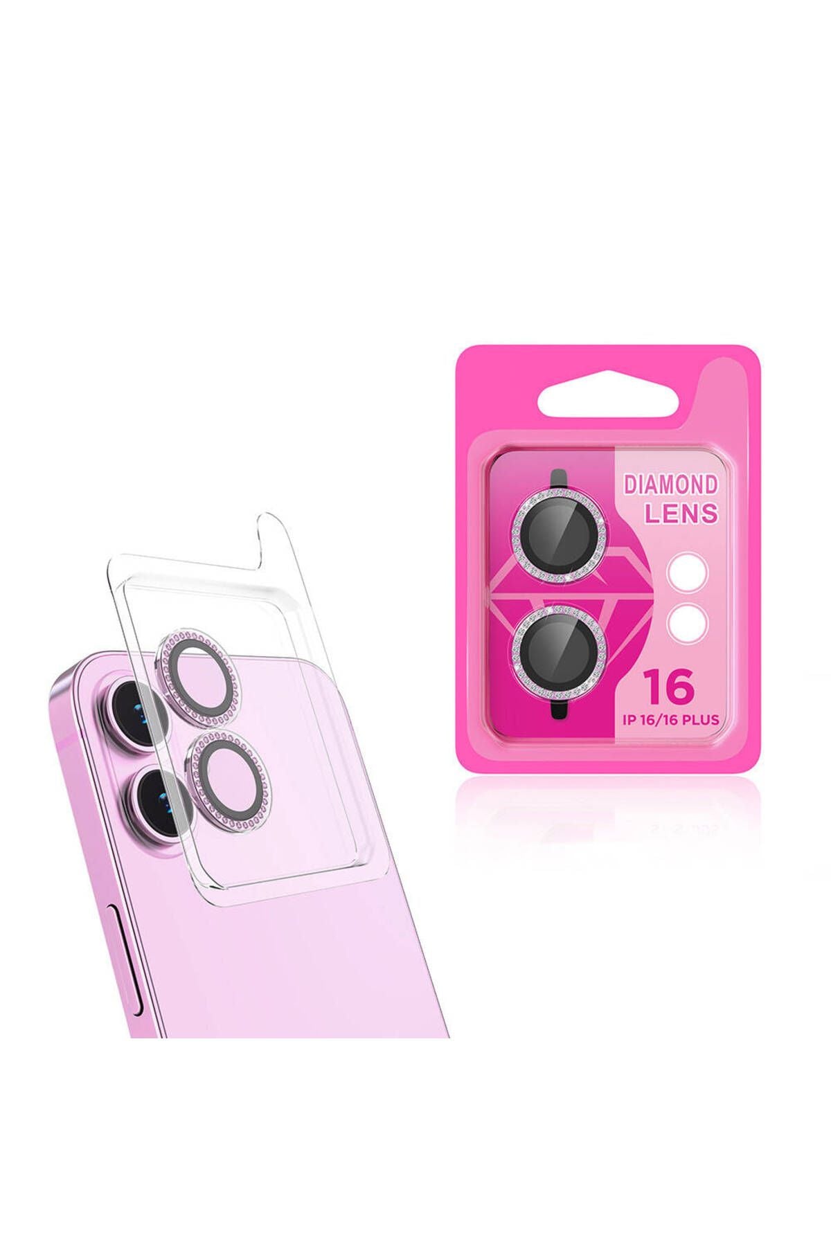 Apple iPhone 16 Plus Zore CL-06 Kamera Lens Koruyucu-Pembe