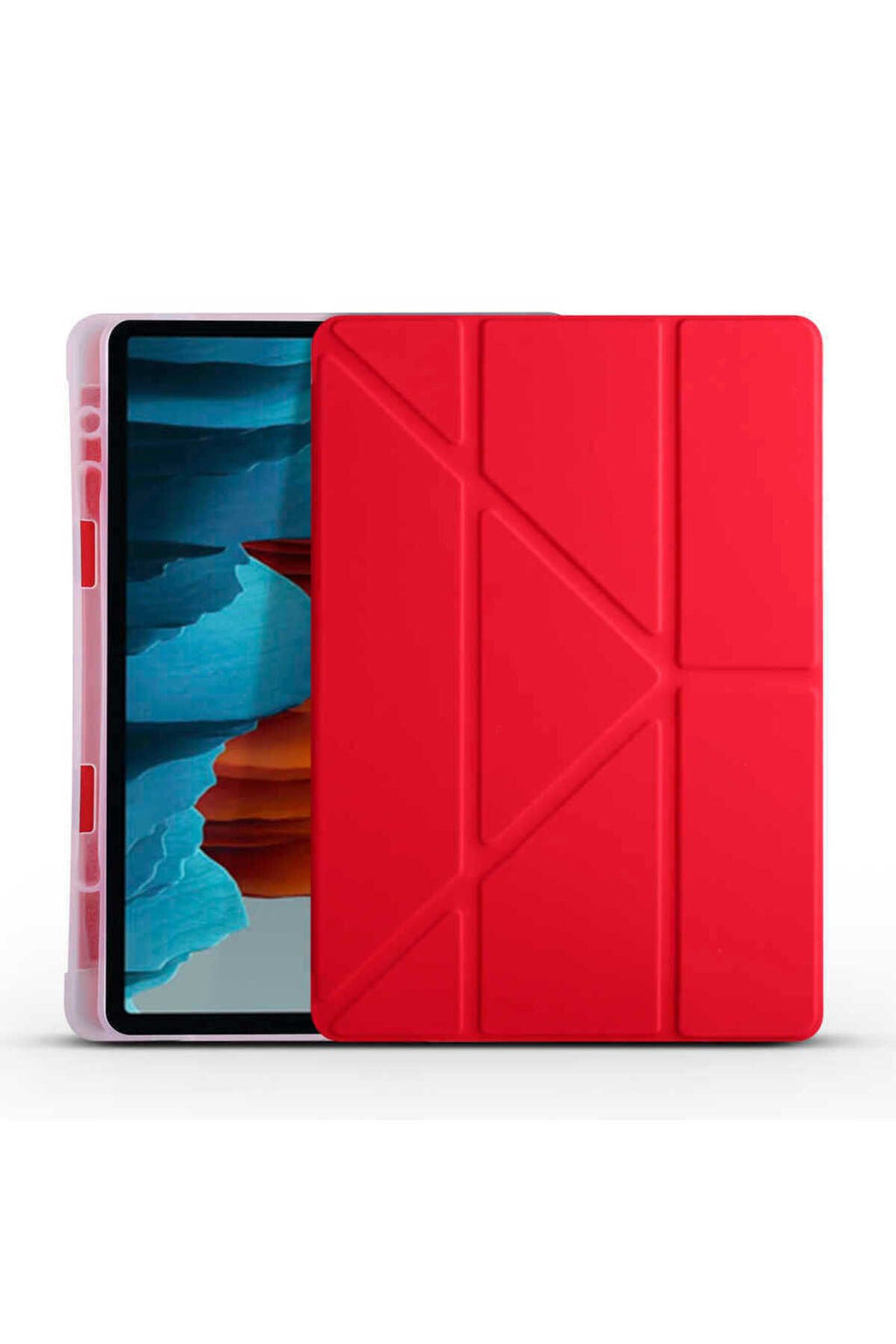 Galaxy Tab S7 Plus T970 Kılıf  Uyumlu Zore Tri Folding Kalem Bölmeli Standlı Kılıf-Koyu Yeşil