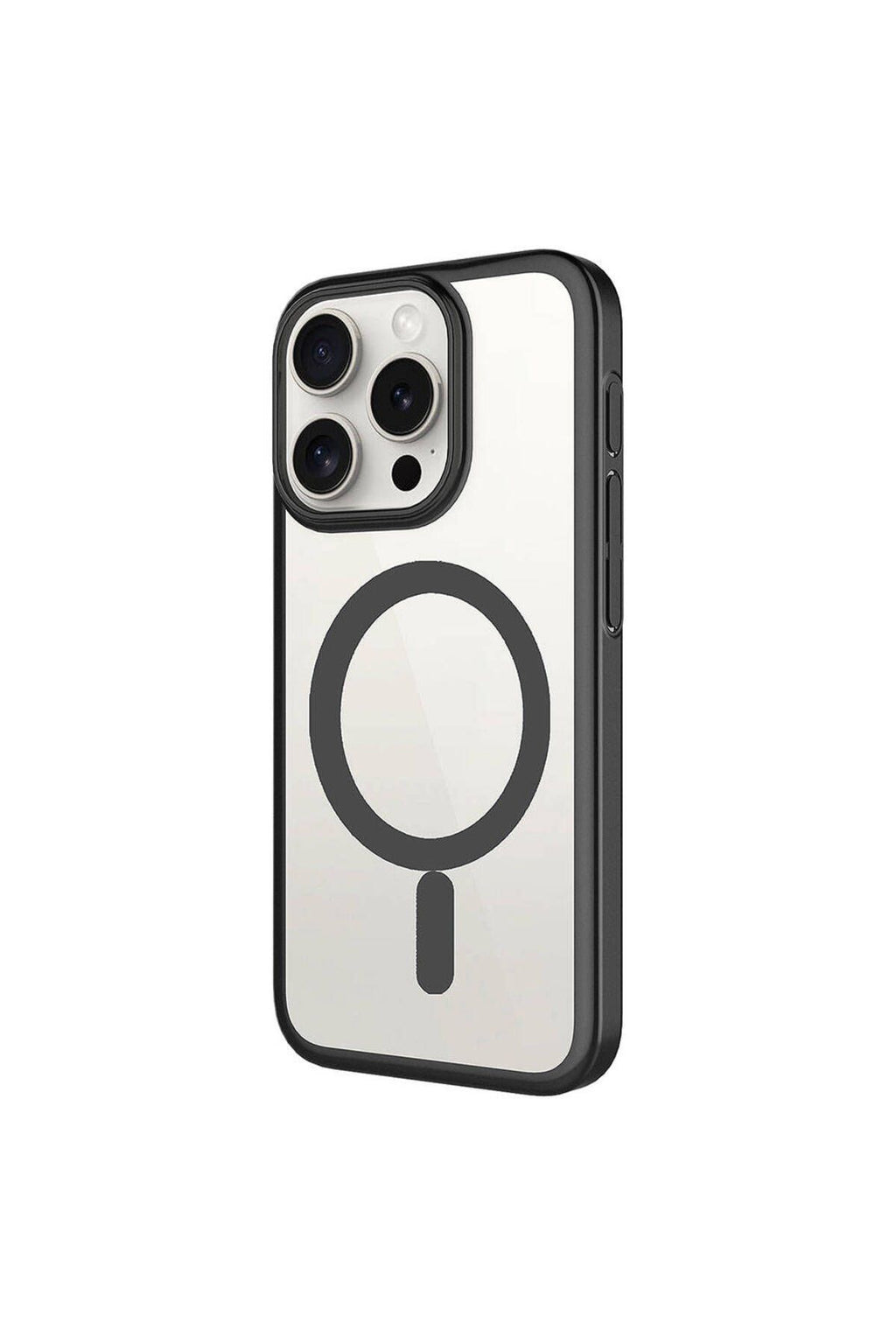 iPhone 15 Pro Max Uyumlu Wireless Şarj Özellikli Sert PC Zore Mat Riksos Magsafe Kılıf-Siyah