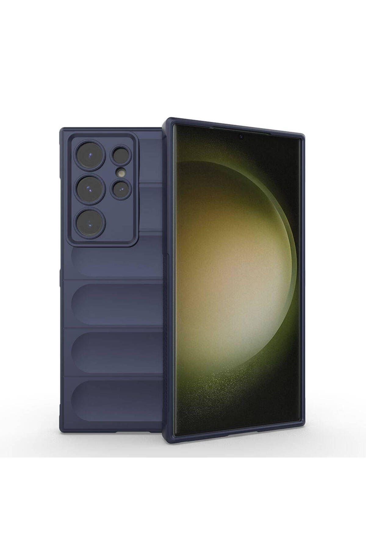 Galaxy S24 Ultra Kılıf Esnek TPU Oyuklu Arka Yüzey Tasarımlı Zore Etnik Silikon Kapak - Koyu Yeşil
