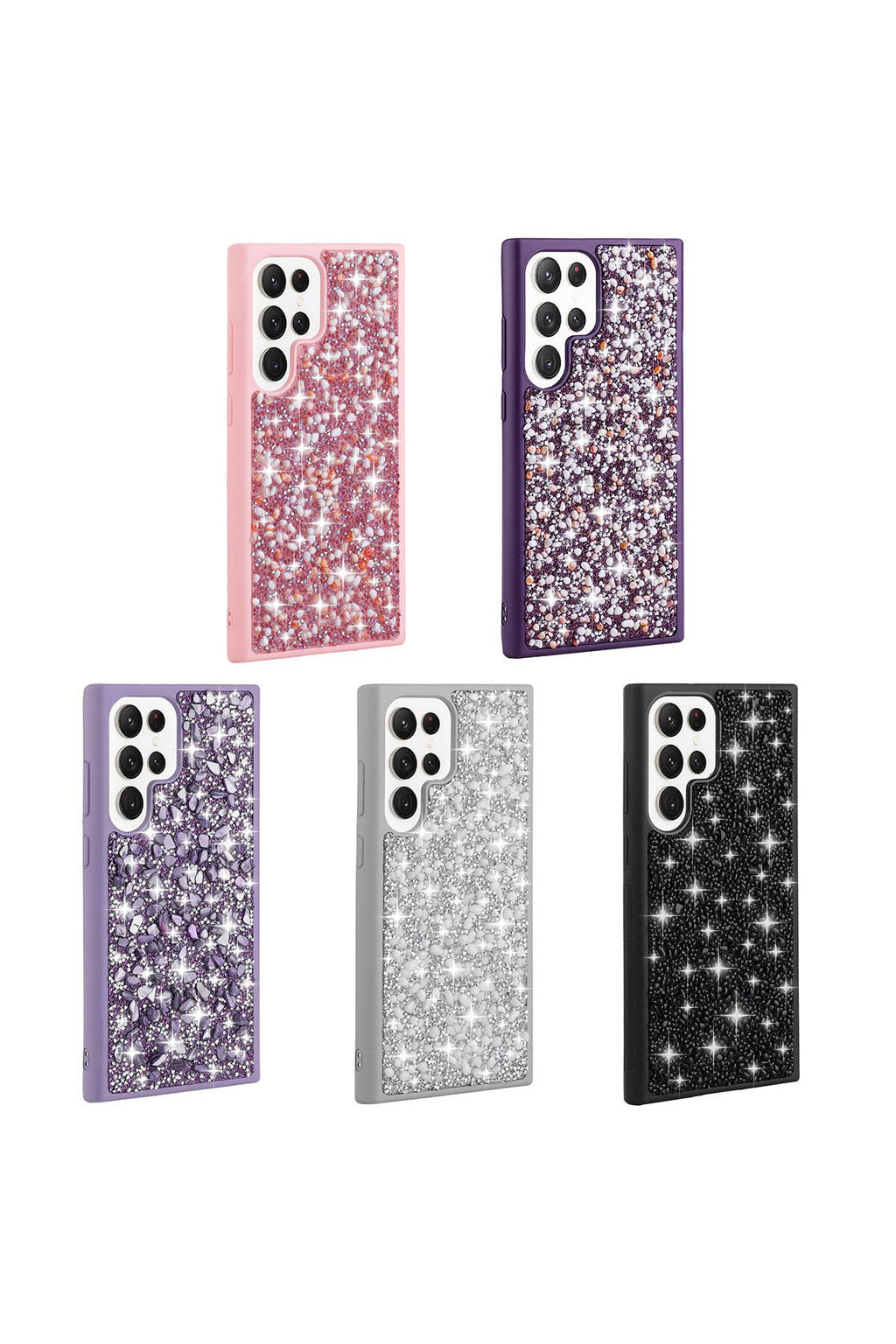 Galaxy S23 Ultra Uyumlu Parlak Taşlı Tasarım Zore Linea Kılıf-Gümüş