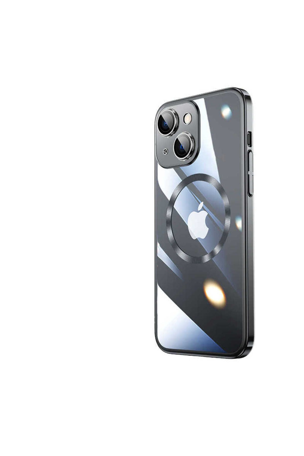 iPhone 14 Uyumlu Wireless Şarj Özellikli Sert PC Zore Riksos Magsafe Kılıf-Siyah