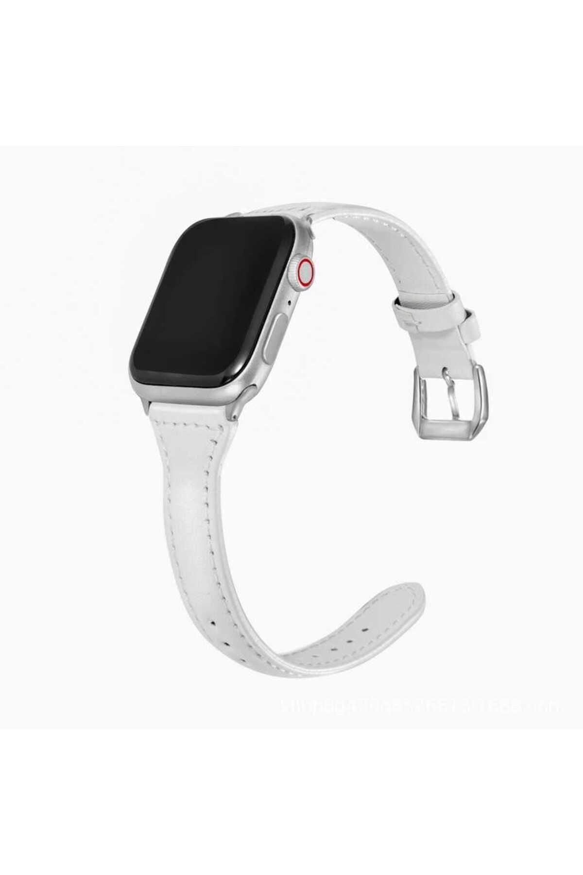 Watch Ultra 49mm Kordon Uyumlu KRD-28 Deri Strap Kayış CLO- Pembe