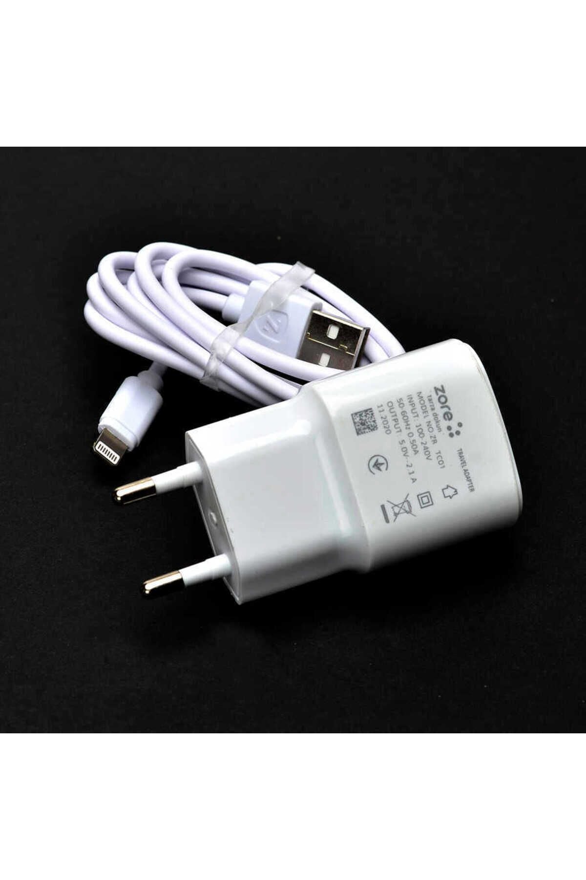 Beyaz Metro Serisi ZR-TC01 Lightning 2 in 1 Şarj Seti-Zore