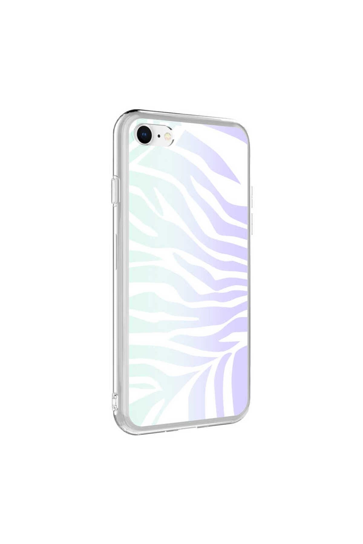 iPhone SE 2022 Uyumlu CSM Zore M-Blue Desenli Kılıf-Zebra No1