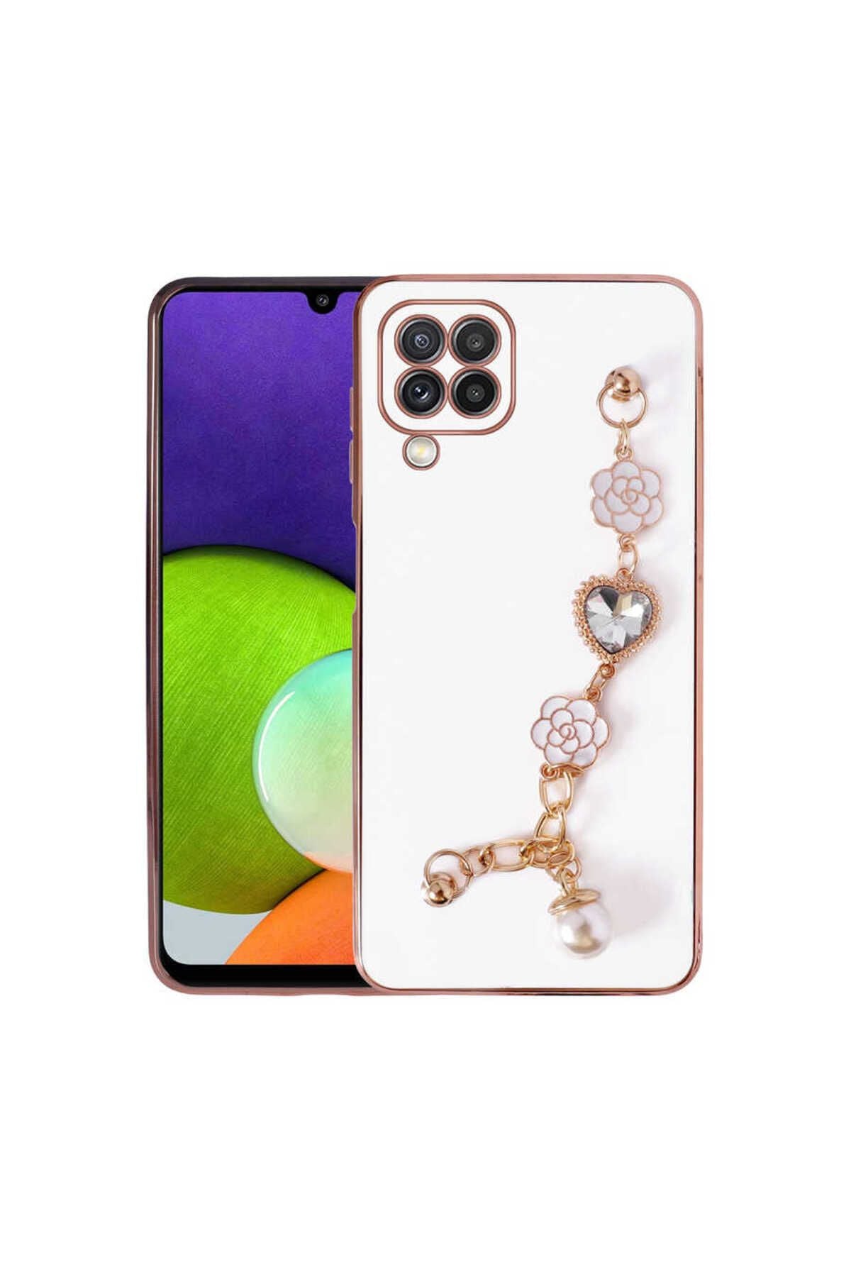 Galaxy A22 4G Kılıf El Tutamaçlı Kamera Korumalı Zore Taka Silikon Kapak - Pembe