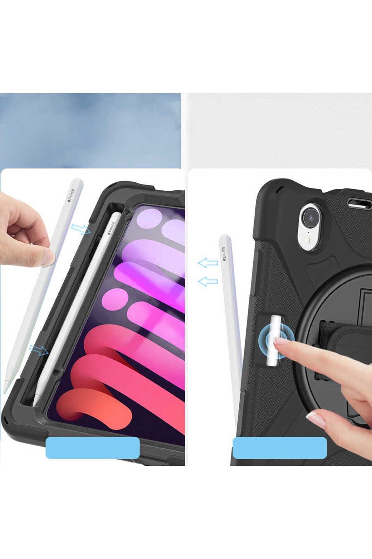 iPad Mini 2021 (6.Nesil) Zore Defender Tablet Silikon - Siyah