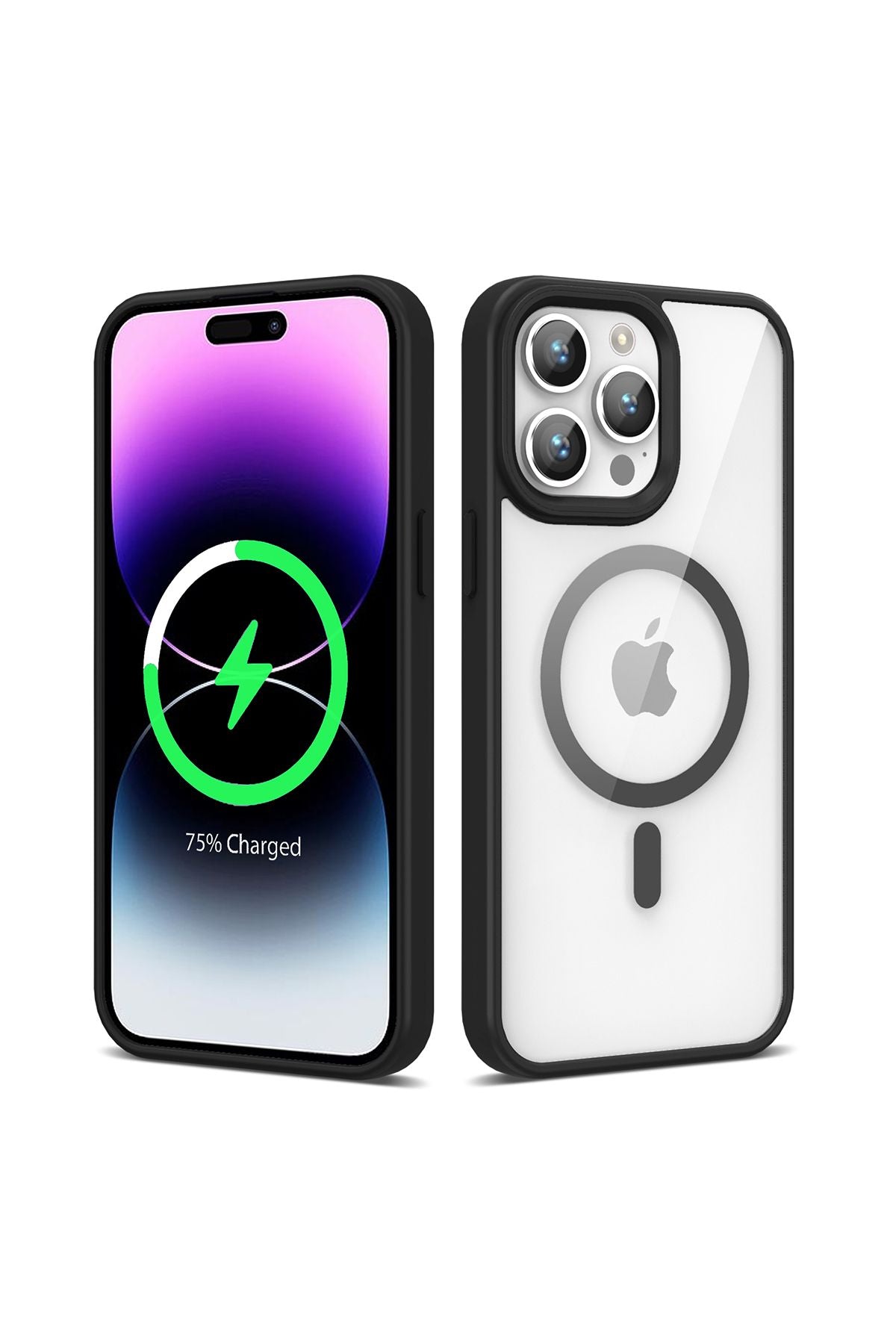 iPhone 14 Pro Uyumlu Magsafe Wireless Şarj Özellikli Silikon Zore Ege Kılıf-Siyah