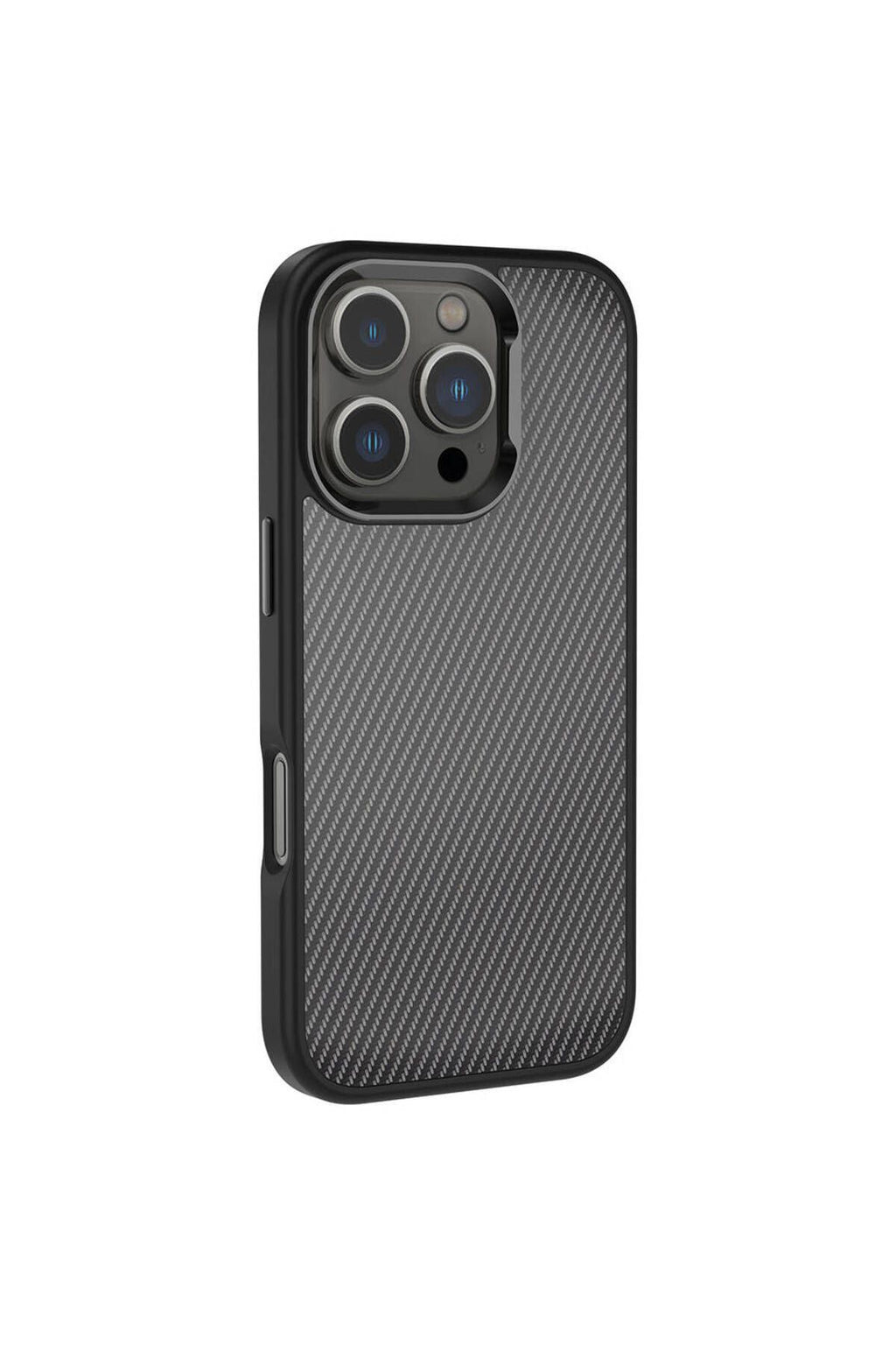 Apple iPhone 16 Pro Kılıf Karbon Fiber Görünümlü Parlak Kamera Çerçeveli Zore Venus Kapak-Rose Brown