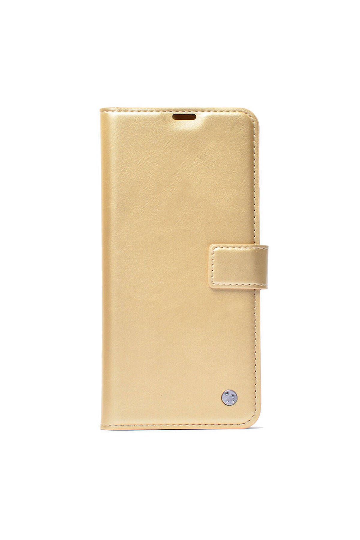 Galaxy S24 Ultra Kılıf Zore Kar Deluxe Kapaklı Kılıf-Gold