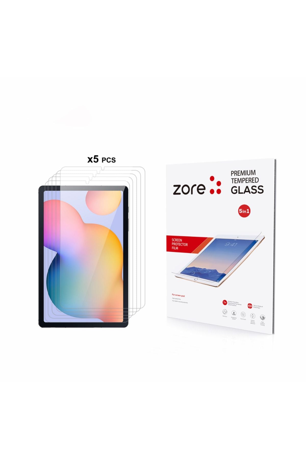 Galaxy Tab S6 Lite P610 Uyumlu Zore 5in1 Tablet Temperli Cam Ekran Koruyucu