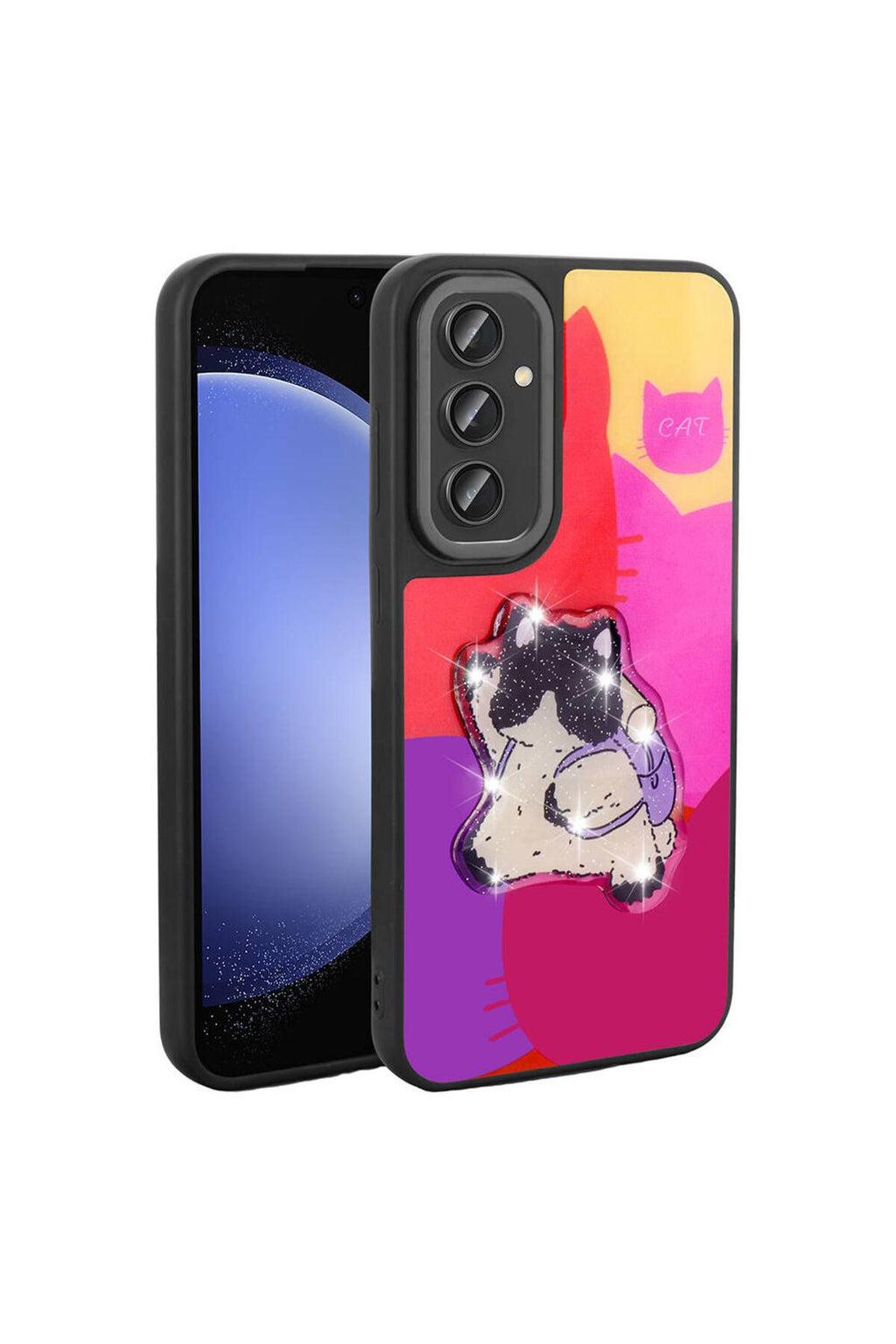 Galaxy S23 FE Kılıf Parlayan Kabartmalı İkonik Figürlü Zore Amas Silikon Kapak - Pembe