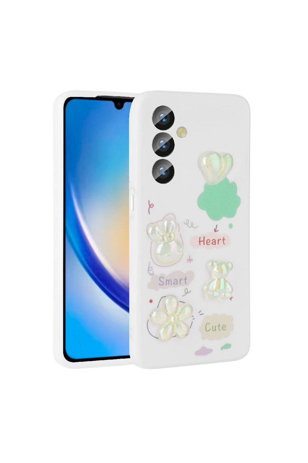 Galaxy A23 4G Kılıf Kabartma Figürlü Parlak Zore Toys Silikon Kapak - Beyaz