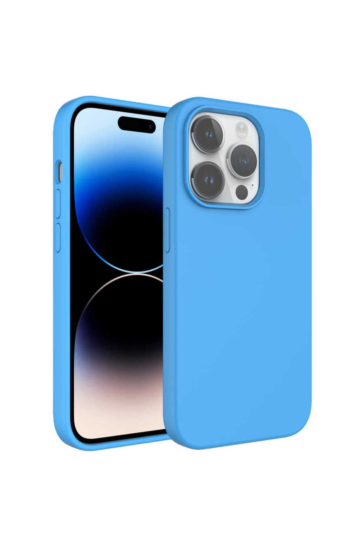 iPhone 14 Pro Uyumlu Sıvı Teknolojili Silinebilir Sert Zore Kivi Kılıf-Pembe Açık