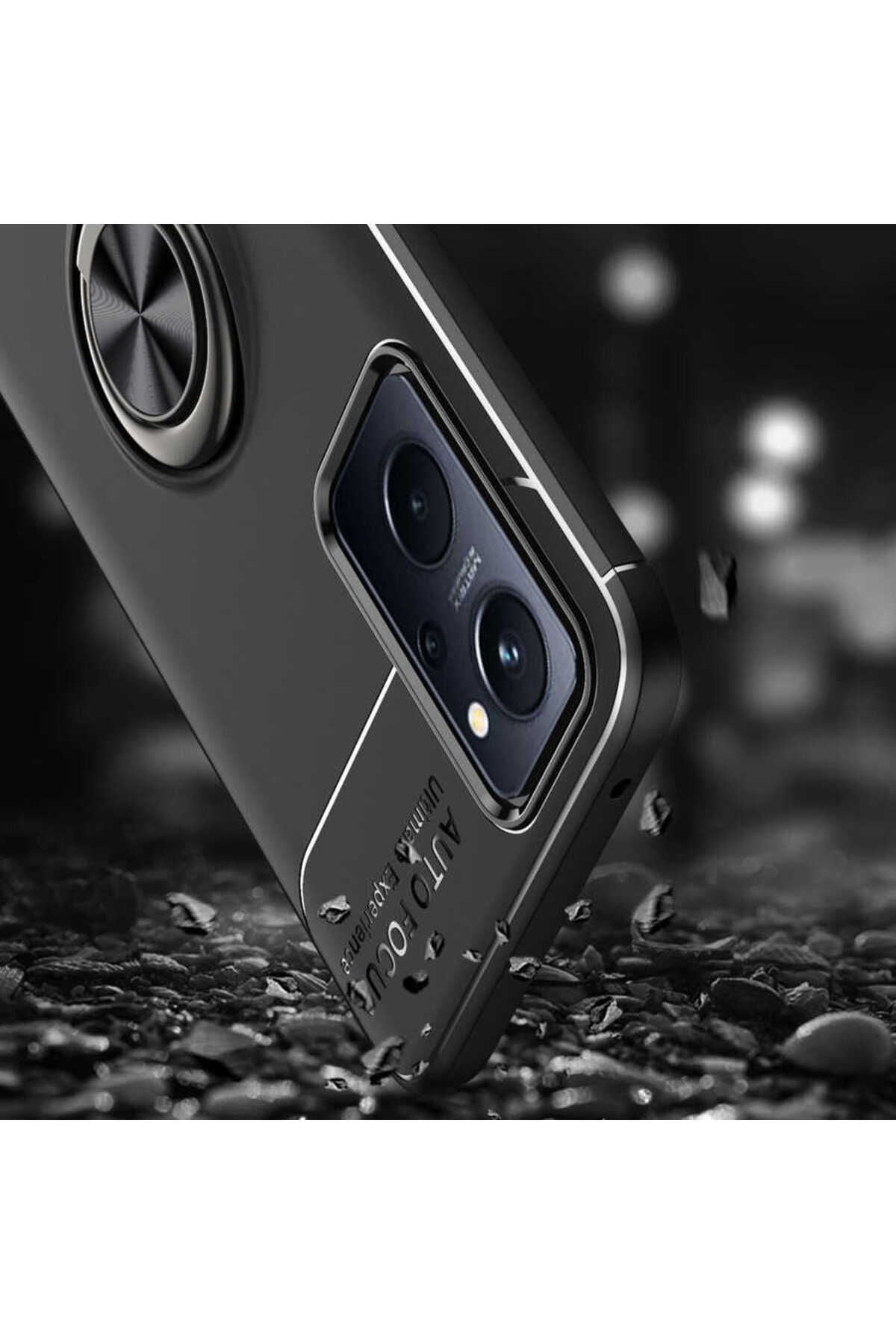 A96 4G Kılıf Zore Ravel Silikon Kapak - Siyah-Mavi