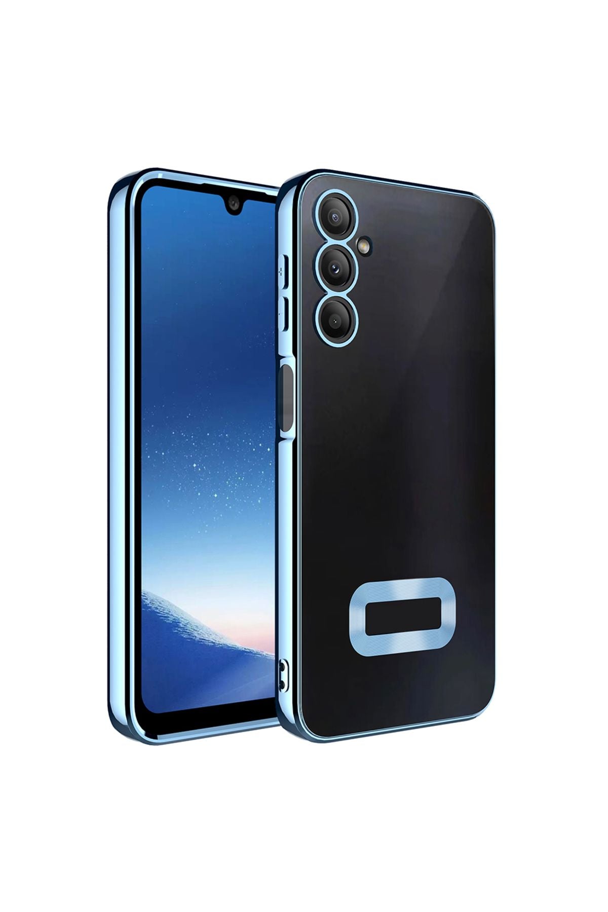 Galaxy A16 Kılıf Kamera Korumalı Logo Gösteren Zore Omega Kapak - Sierra Mavi