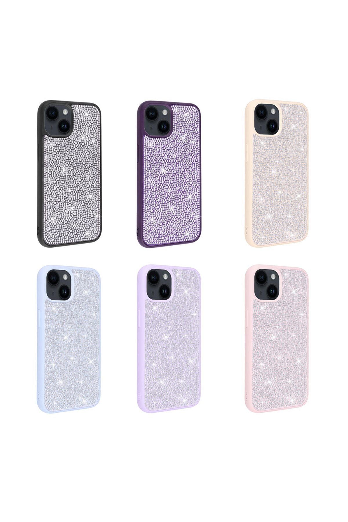 iPhone 14 Uyumlu Parlak Taşlı Tasarım Zore Ston Kılıf-Beyaz