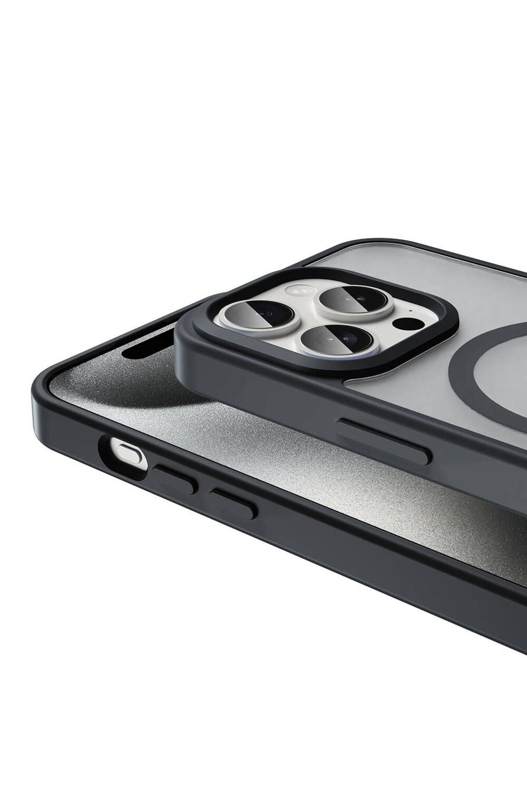 iPhone 15 Pro Kılıf Magsafe Şarj Özellikli Mat Arka Yüzey Zore Sio Kapak-Siyah