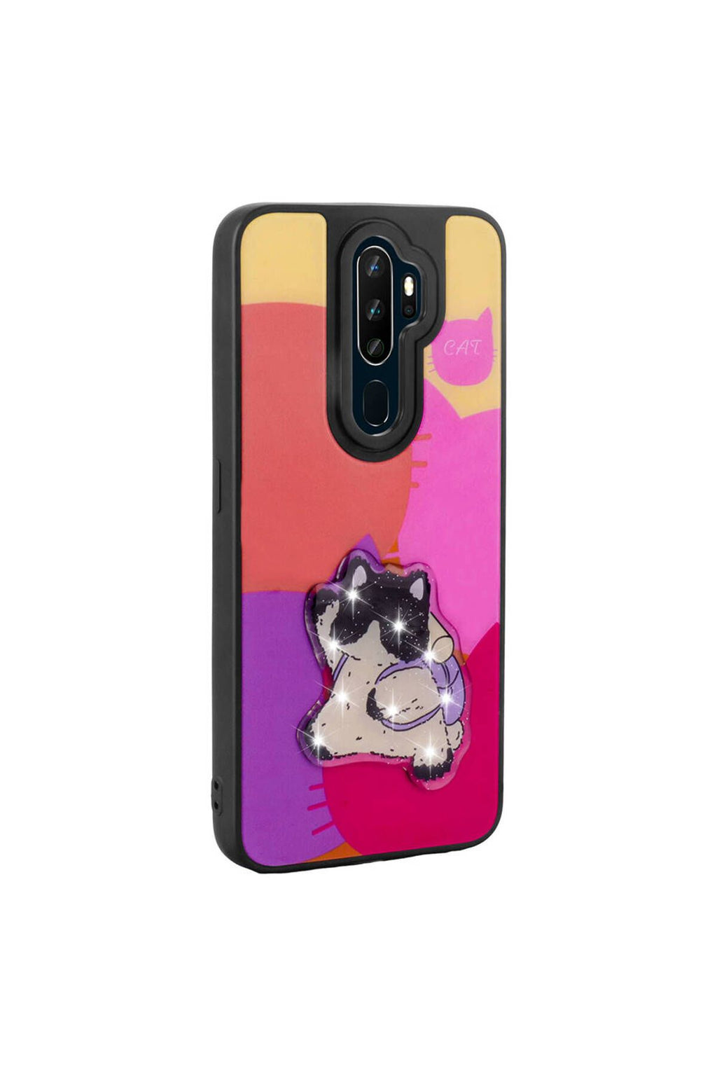 A9 2020 Kılıf Parlayan Kabartmalı İkonik Figürlü Zore Amas Silikon Kapak - Beyaz