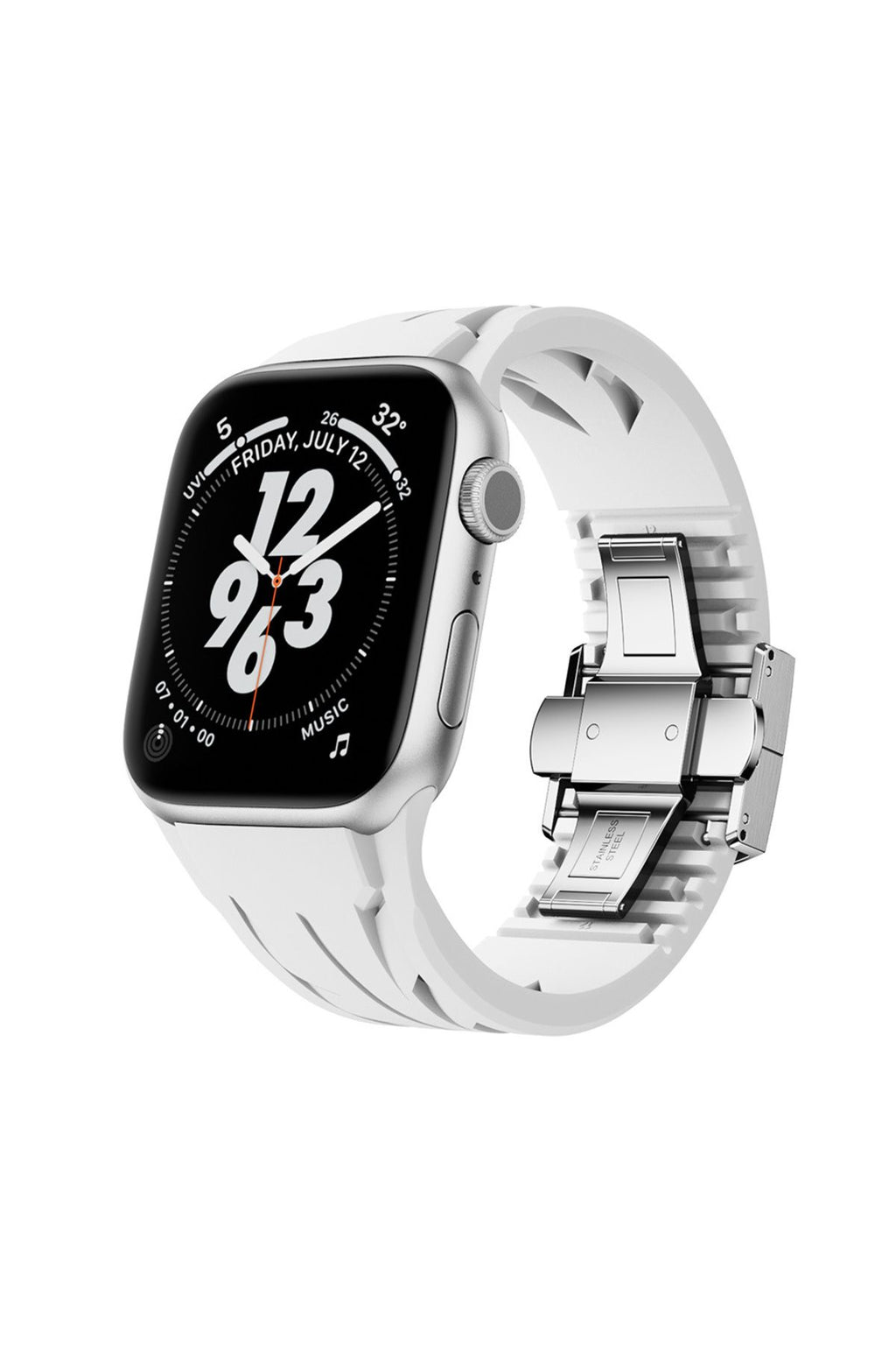 Apple Watch 10 46mm KRD-127 Metal Tokalı Silikon Kordon-Kırmızı