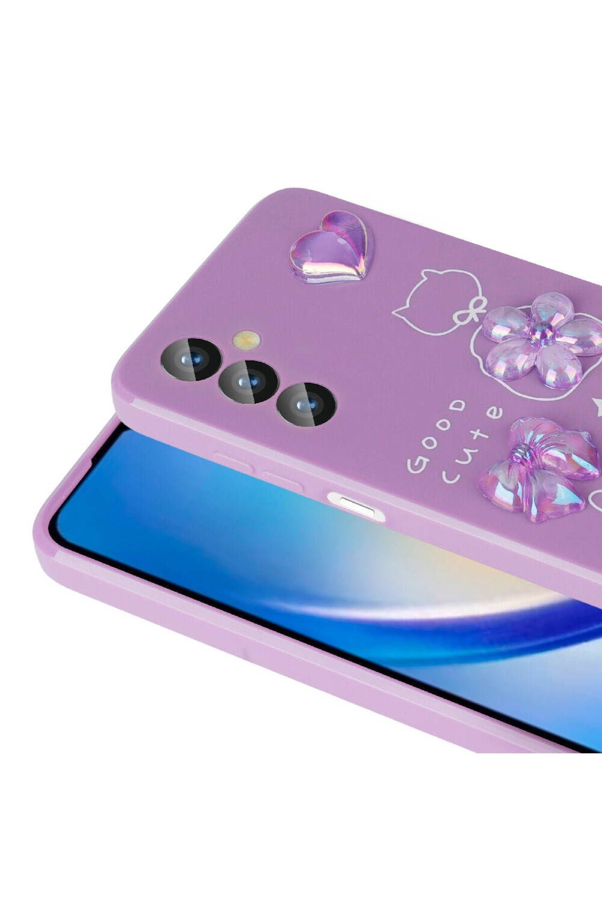 Galaxy A14 5G Kılıf Kabartma Figürlü Parlak Zore Toys Silikon Kapak - Pembe