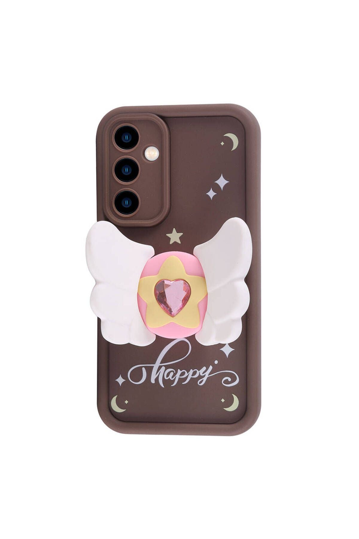 Galaxy A05S Kılıf Kamera Korumalı Figür Tasarımlı Zore Kapya Kapak-Koyu Kahve