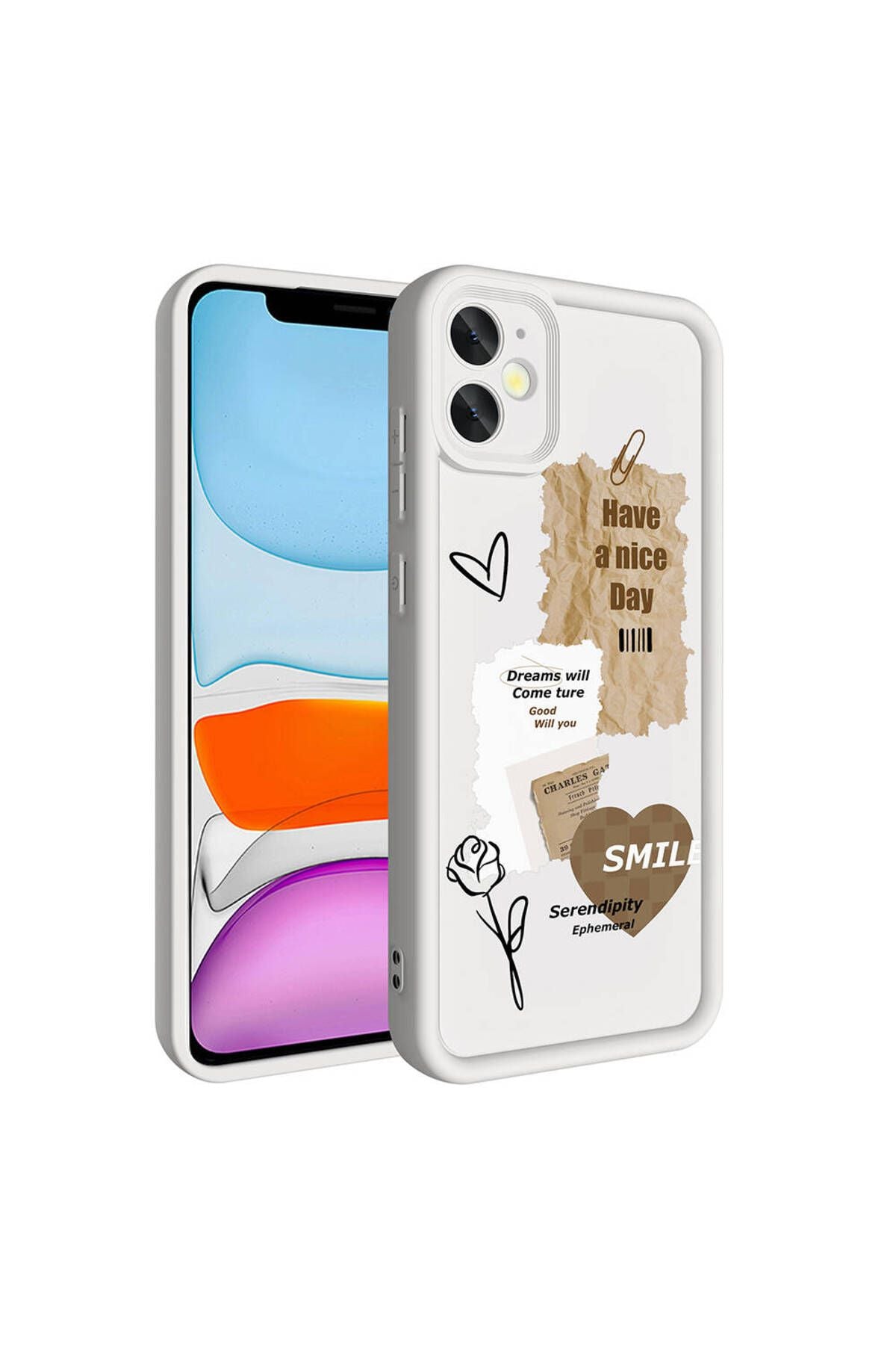 iPhone 11 Kılıf Kamera Korumalı Baskılı Arka Yüzey Zore Klas Kapak - Siyah