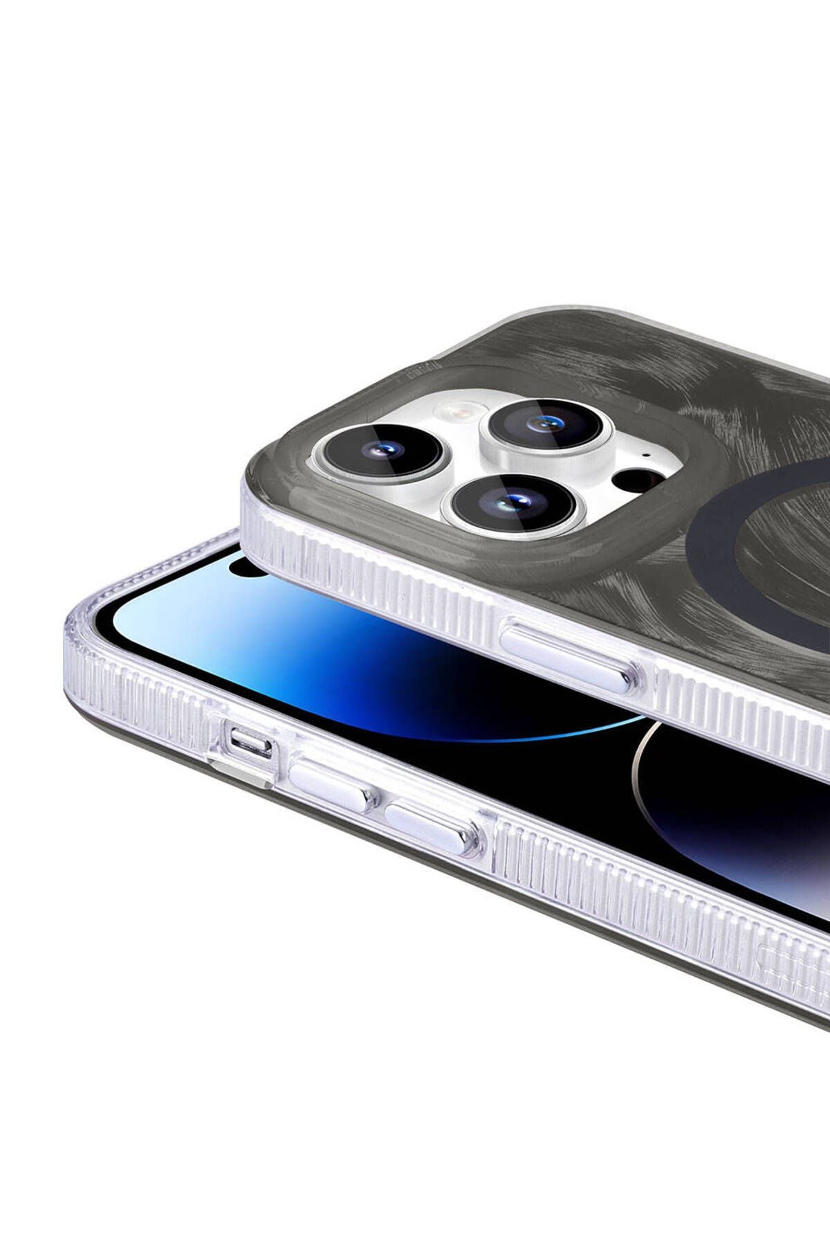 iPhone 14 Pro Uyumlu BTZ Kılıf Magsafe Şarj Özellikli Fırça Boya Desenli Zore Palet Kapak-Pembe