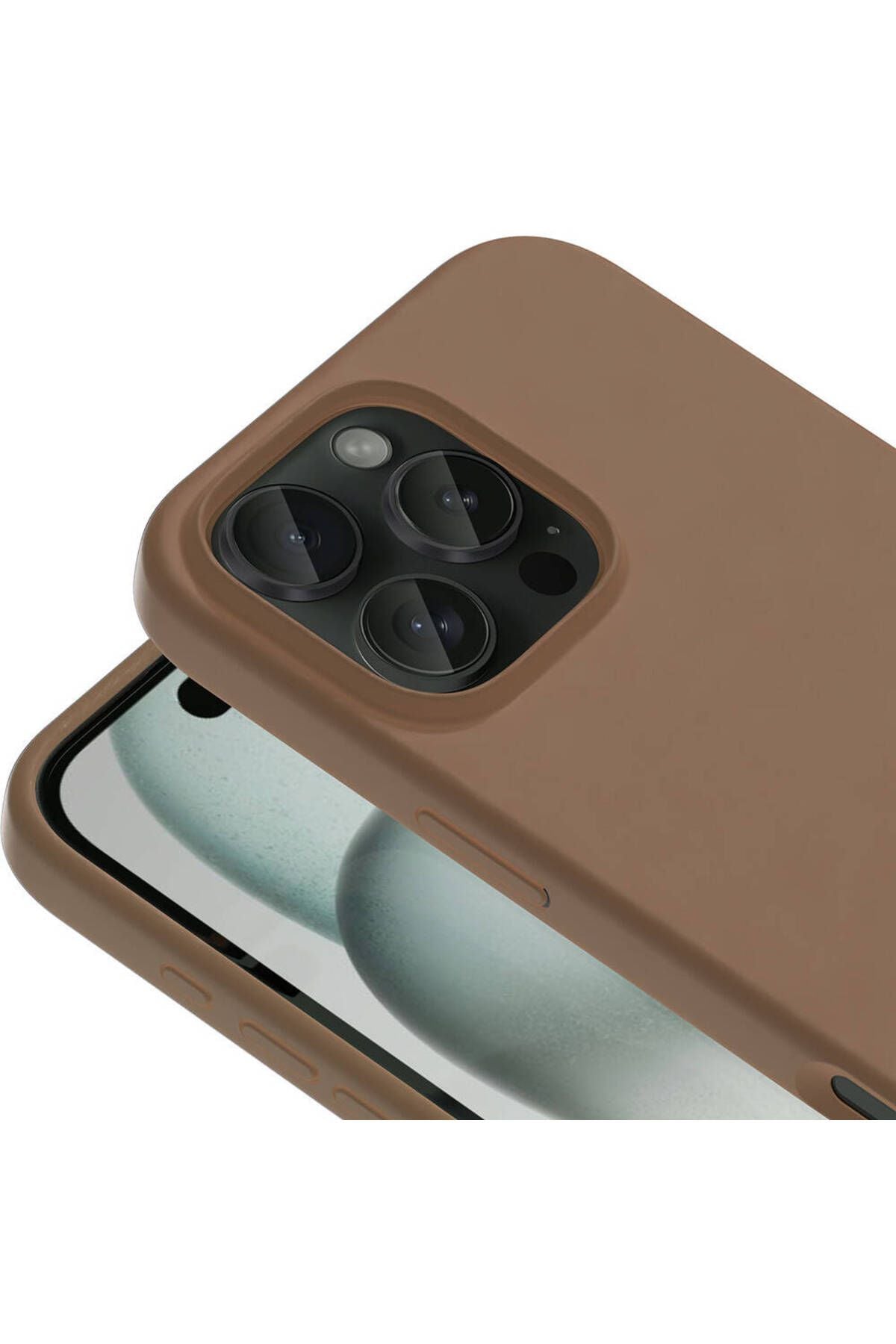 iPhone 16 Pro Kılıf Magsafe Şarj Özellikli Sıvı Teknolojili Silinebilir Sert Zore Kivi Kapak-Natürel