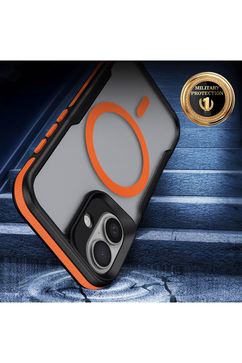 iPhone 16 Plus Uyumlu Magsafe Şarj Özellikli Renkli Kenar Airbag Şeritli Zore Lamer Kapak-Siyah