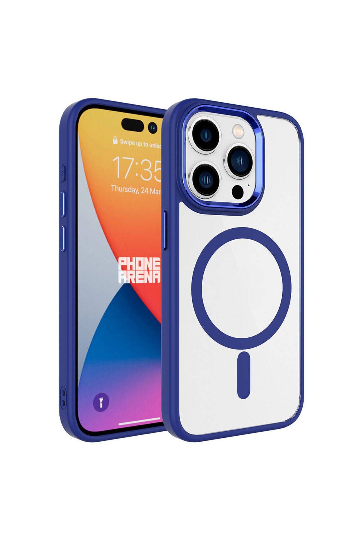 iPhone 15 Pro Uyumlu Wireless Şarj Özellikli Zore Krom Magsafe Silikon Kılıf-Gri