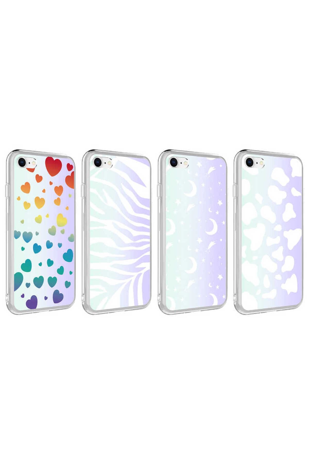 iPhone SE 2022 Uyumlu Zore M-Blue Desenli Kılıf-Cow No2