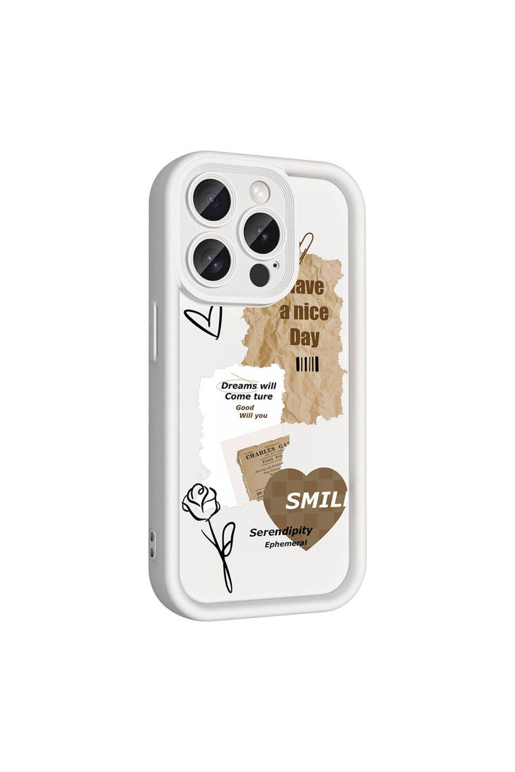 iPhone 15 Pro Max Kılıf Kamera Korumalı Baskılı Arka Yüzey Zore Klas Kapak - Açık Kahve