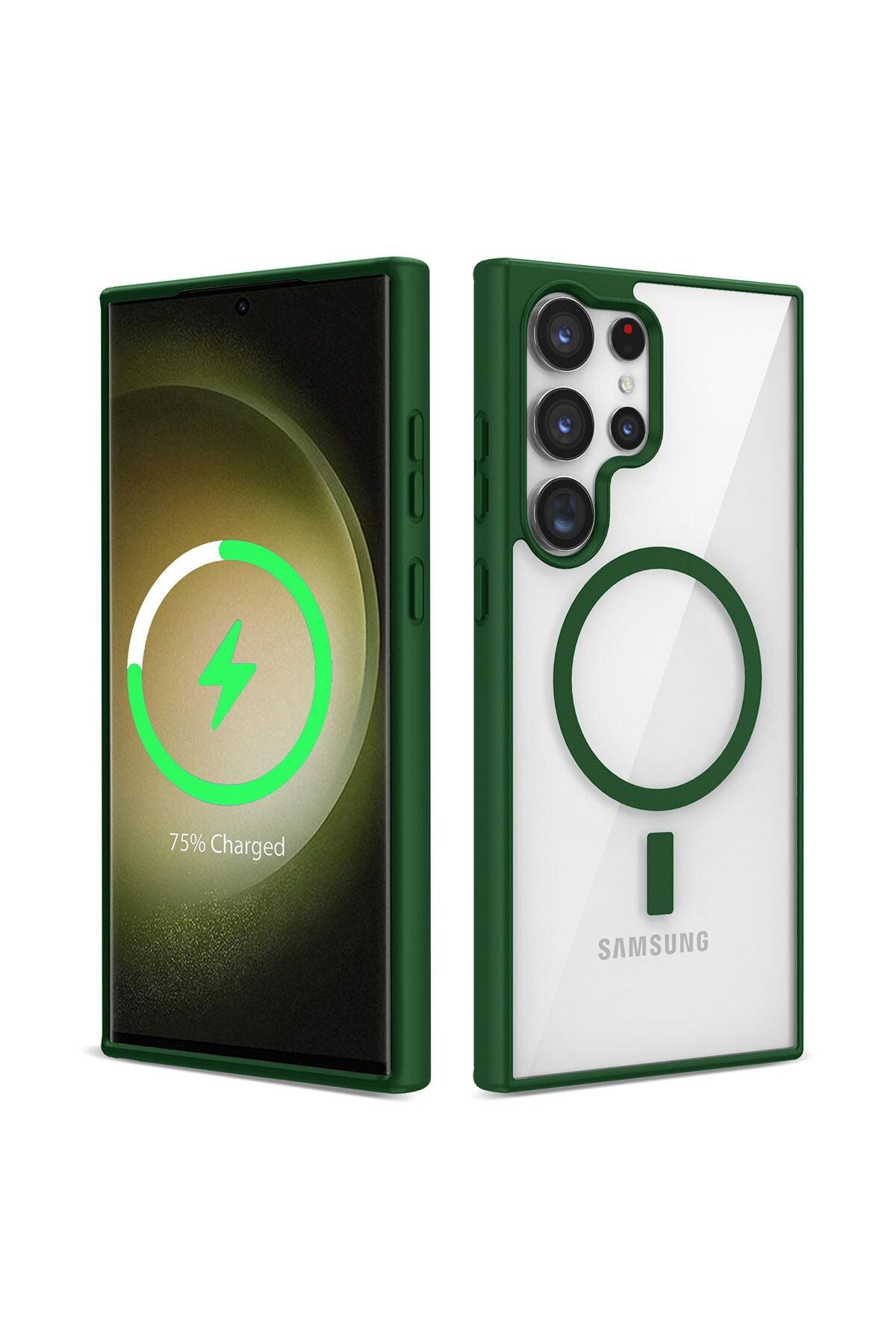 Galaxy S23 Ultra Uyumlu Magsafe Wireless Şarj Özellikli Silikon Zore Ege Kılıf-Koyu Kırmızı