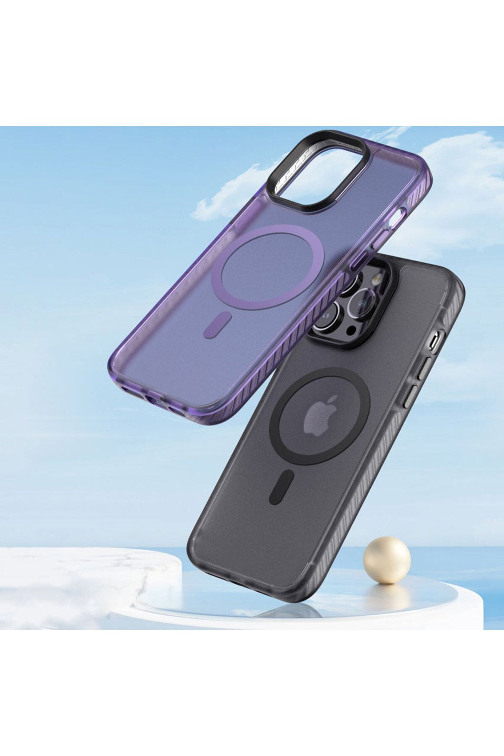 iPhone 14 Pro Uyumlu Mat Arka Yüzey Wireless Şarj Özellikli Zore Locik Kılıf-Derin Mor