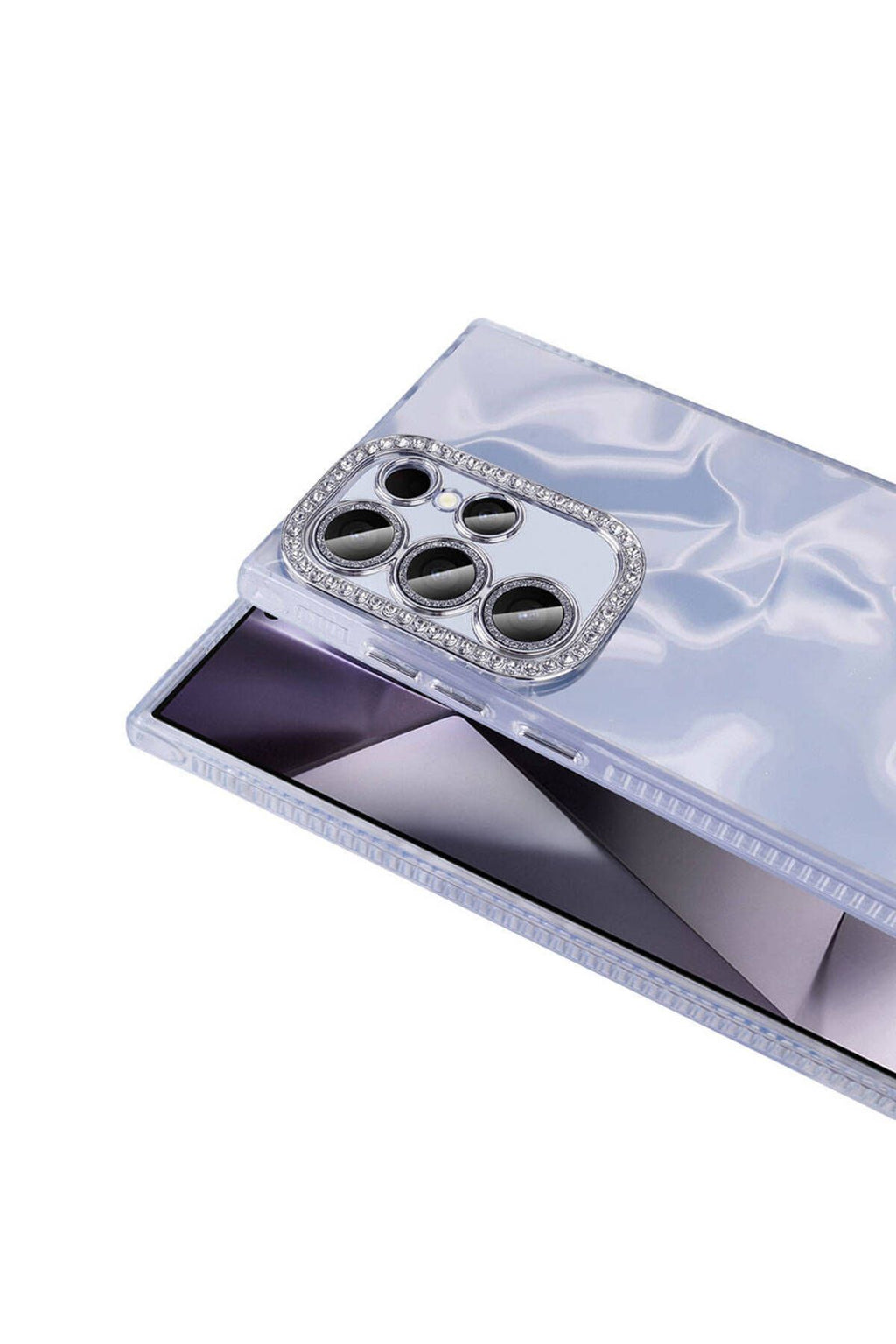 Galaxy S23 Ultra Kılıf Airbagli Parlak Taş Detay Tasarımlı Zore Esila Kapak - Pembe