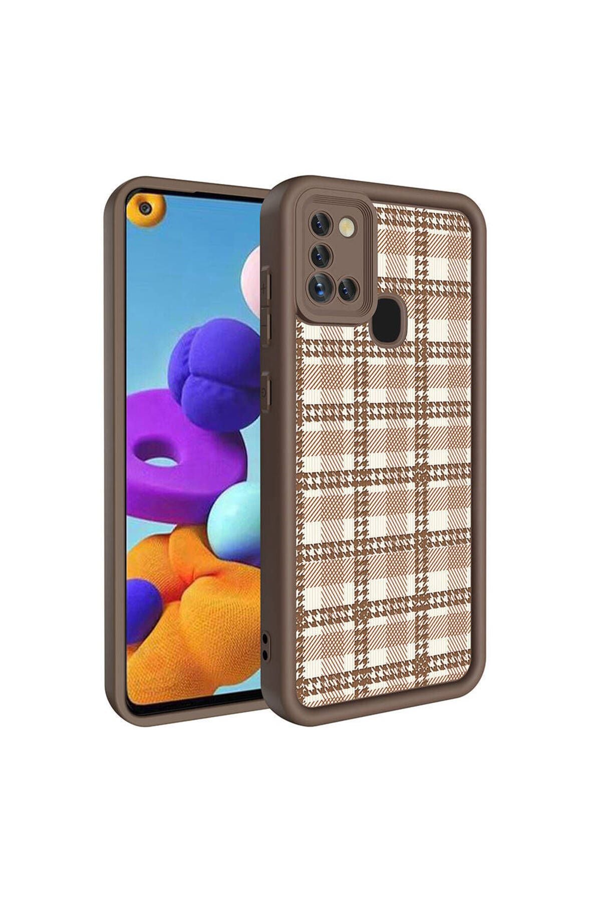 Galaxy A21S Kılıf Kamera Korumalı Baskılı Arka Yüzey GLLP Klas Kapak - Açık Kahve