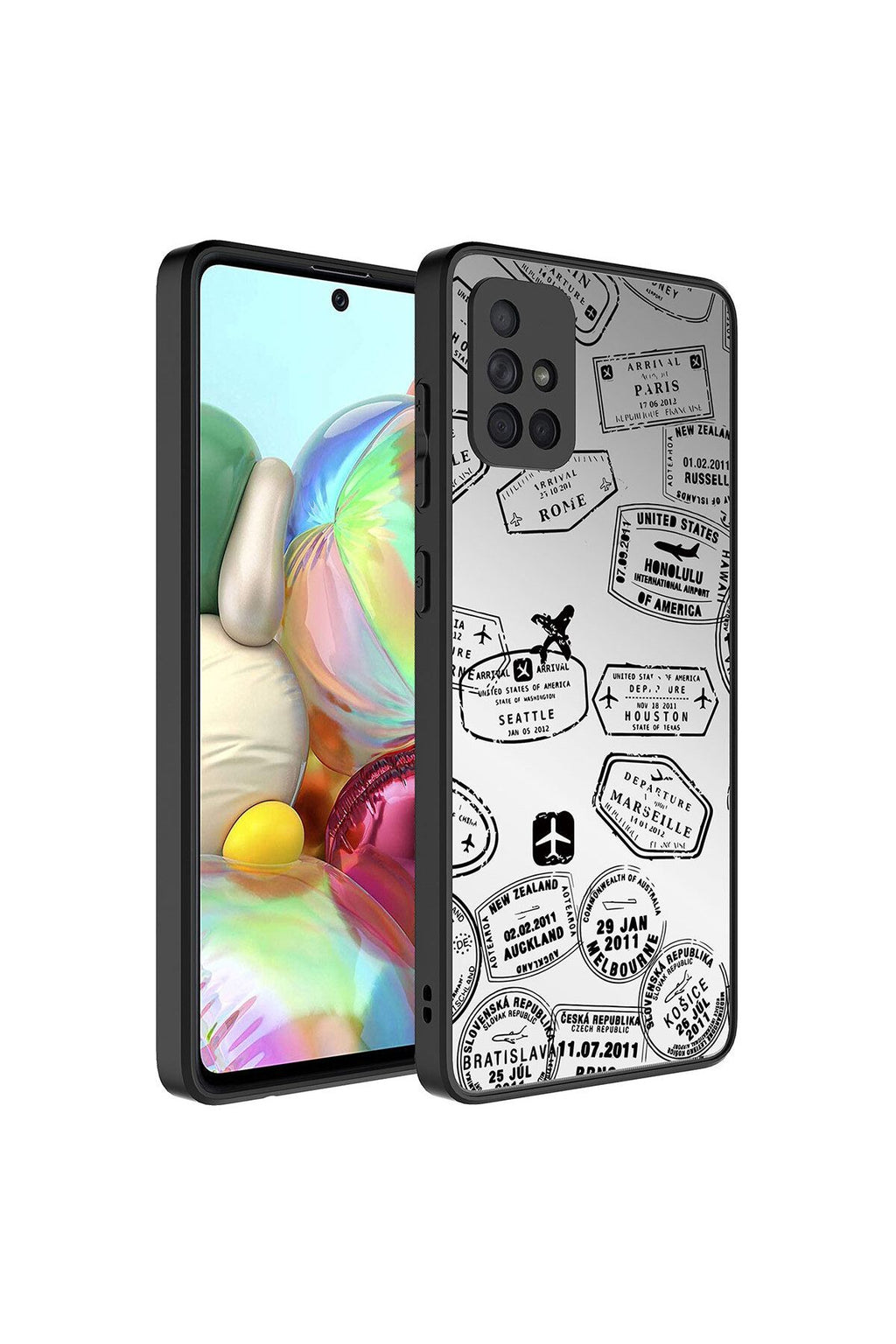 Galaxy A71 Kılıf Aynalı Desenli Kamera Korumalı Parlak RNTC Mirror Kapak - Yazı uyumlu