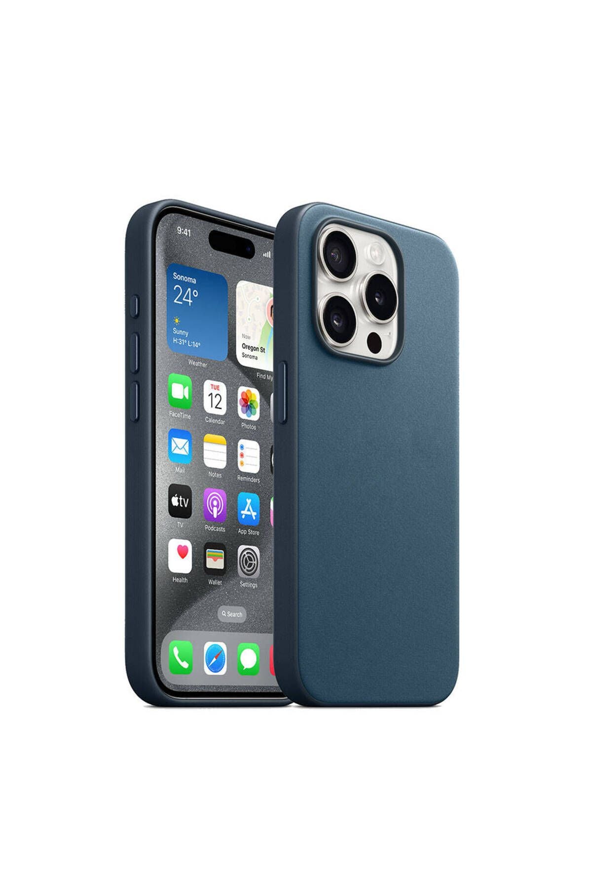 iPhone 15 Pro Max Uyumlu Zore Magsafe Şarj Özellikli Mikro Fiber Optimal Kılıf-Mavi