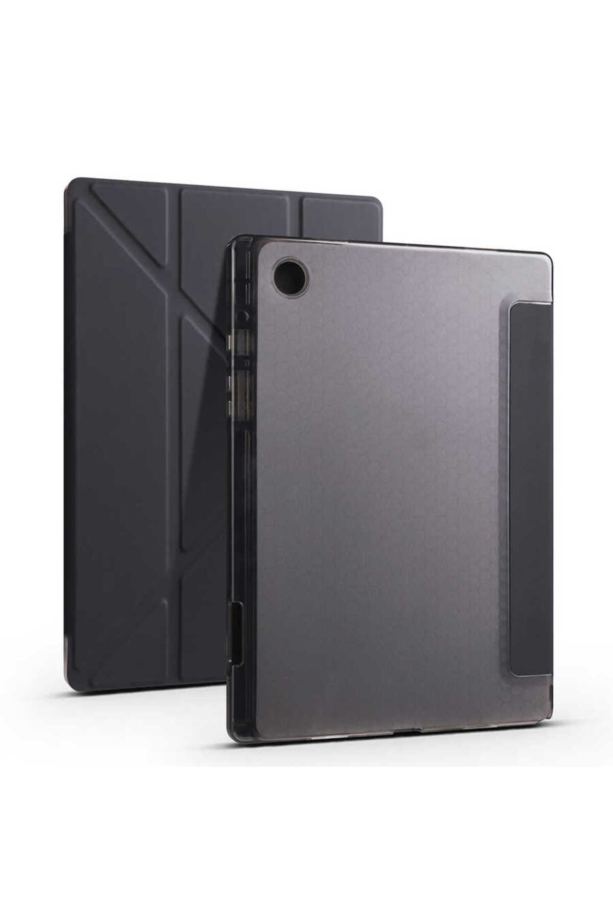Galaxy Tab A8 10.5 SM-X200 (2021) Kılıf  Uyumlu Zore Tri Folding Kalem Bölmeli Standlı Kılıf-Siyah