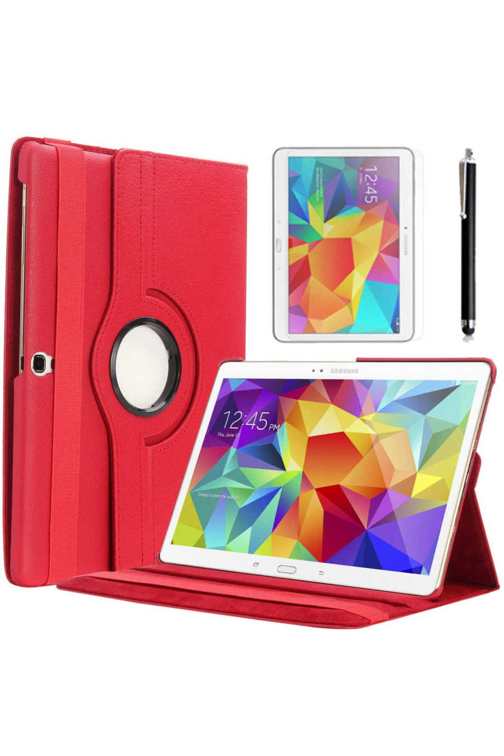 Galaxy Tab 4 10.1 T530  Uyumlu Zore Dönebilen Standlı Kılıf-Beyaz