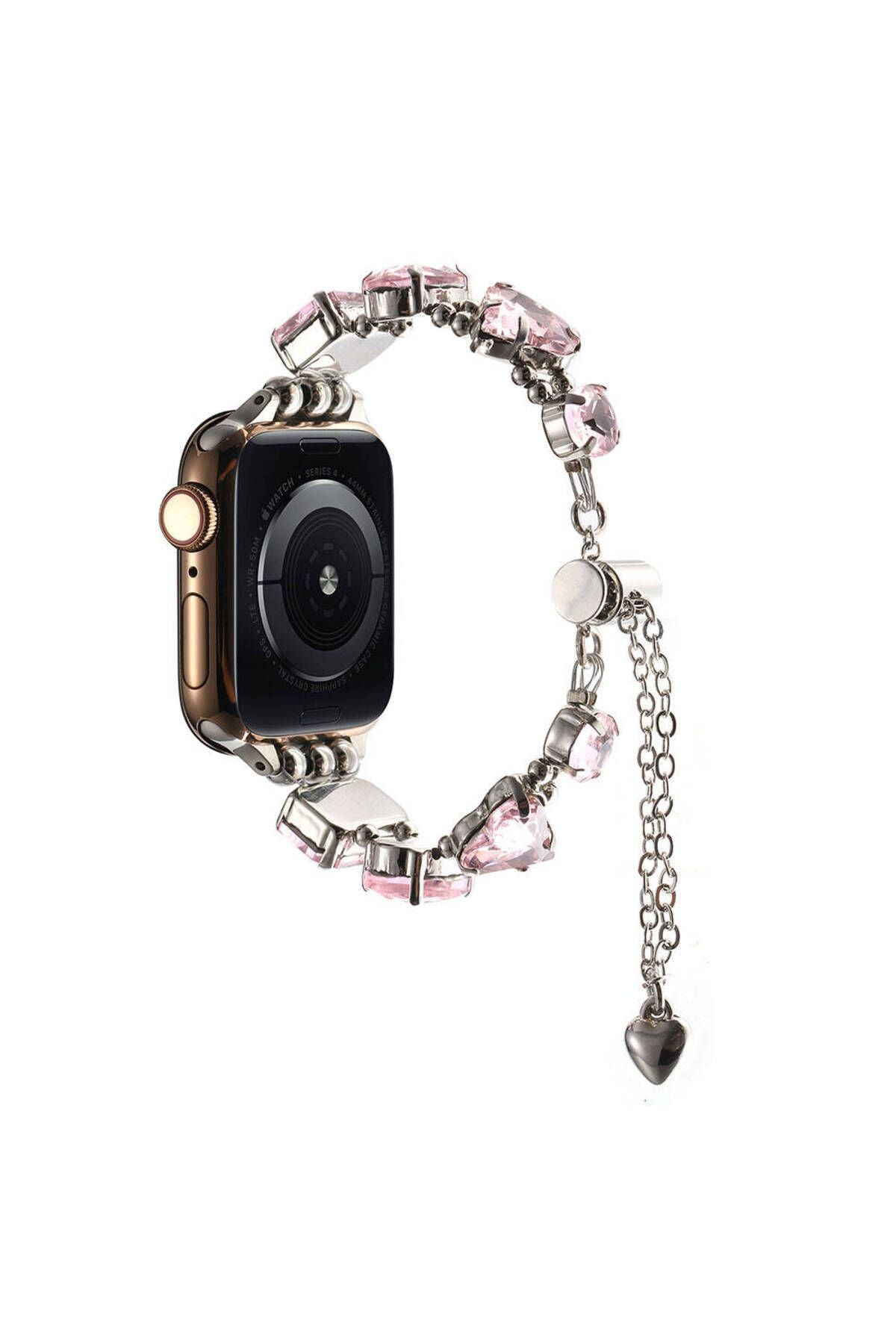 Apple Watch 40mm Zore KRD-115 Renkli Taş Tasarımlı Kordon-Rose Pembe