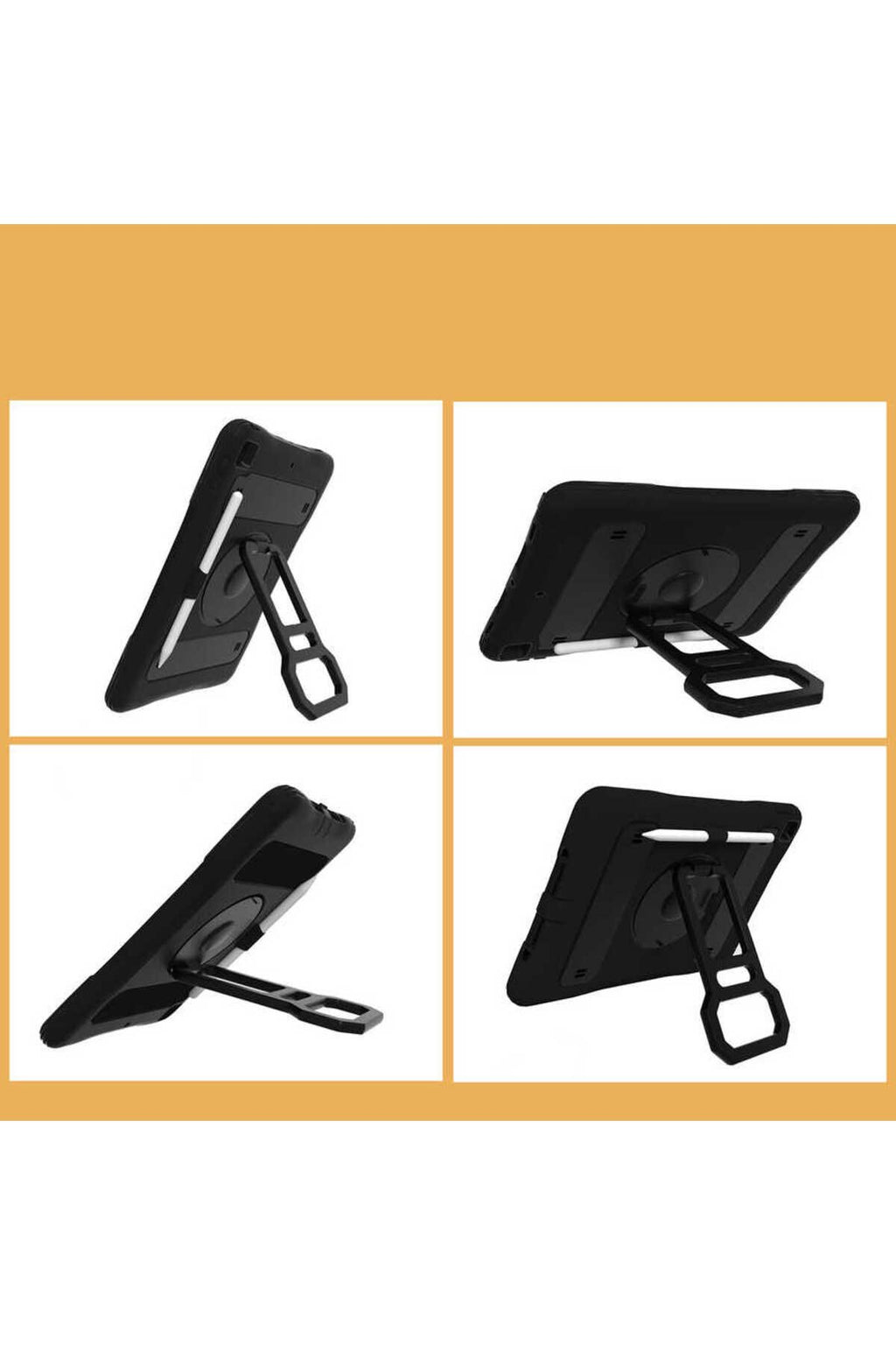 iPad 10.2 2021 (9.Nesil) TQR Yeni Nesil Kalem Bölmeli Defender Tablet Silikon - Siyah