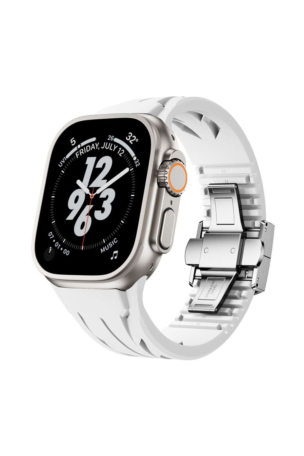 Apple Watch Ultra 49mm KRD-127 Metal Tokalı Silikon Kordon-Siyah