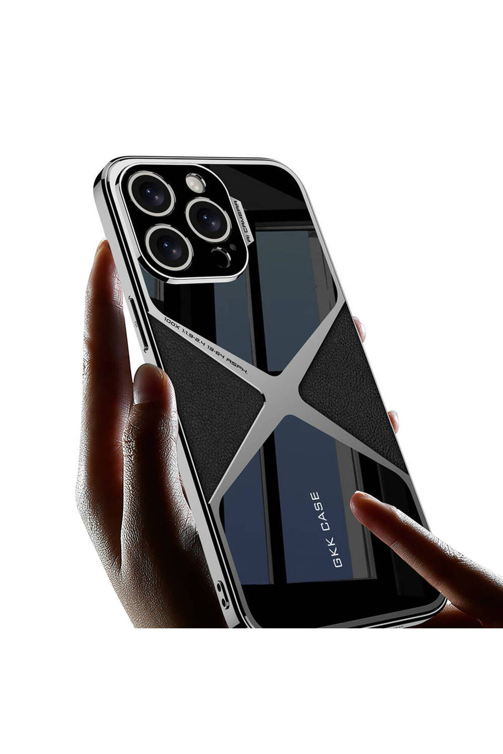 Apple iPhone 15 Pro Kılıf Ultra İnce Kamera Korumalı PC + Deri Arka Yüzey Zore X-Pro Kapak-Siyah