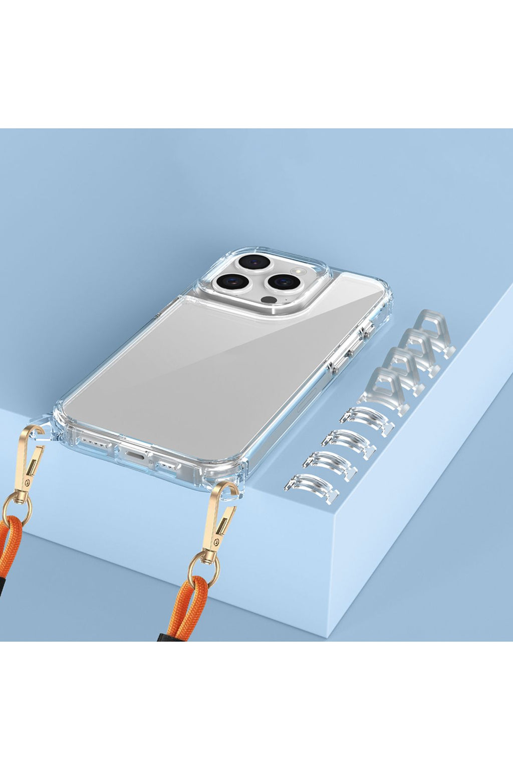 iPhone 15 Pro Kılıf AiHTTgli Takılabilir Askı Aparatlı Zore Snap Silikon Kapak-Şeffaf