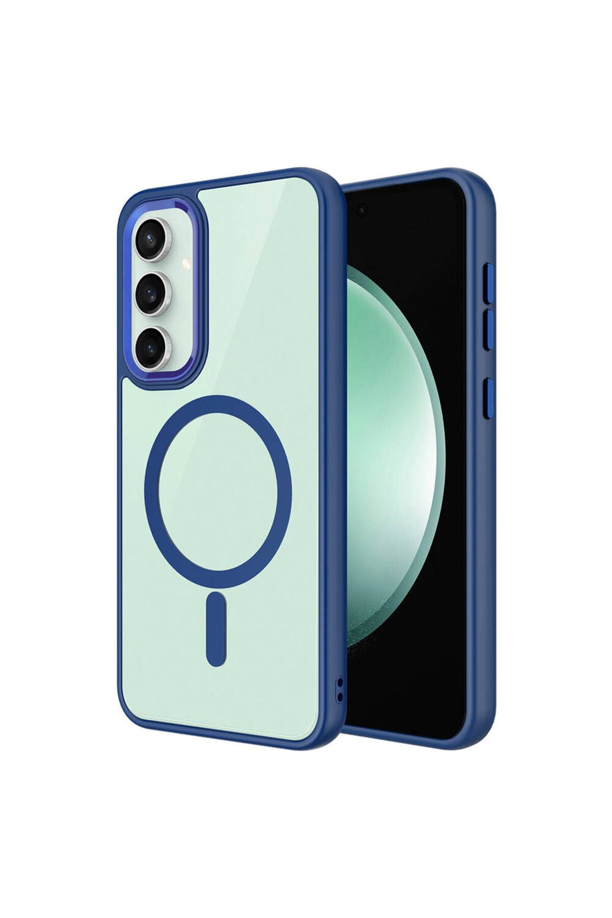 Galaxy S23 FE Kılıf Wireless Şarj Özellikli Zore Krom Magsafe Silikon Kapak - Lacivert